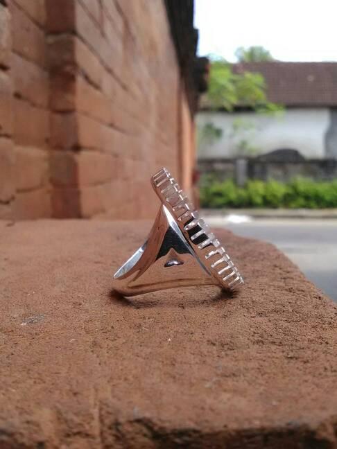 emban cincin perak handmade motif tanam bergerigi
