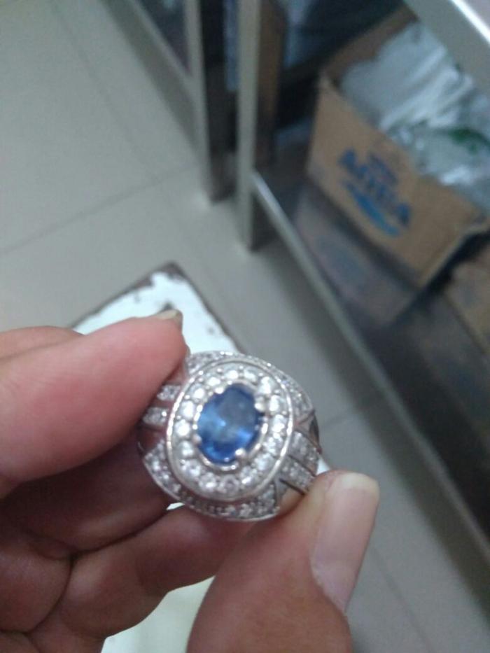 cincin perak batu blue safir blue sapphire ceylon