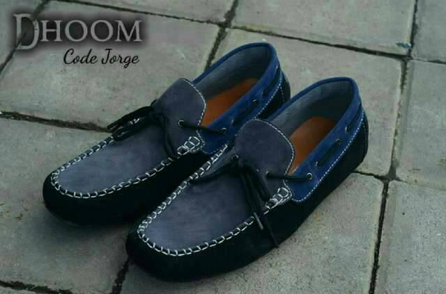 SEPATU KULIT ORIGINAL DOOM JORGE HITAM ABU (BOOT BRODO SLIP ON)