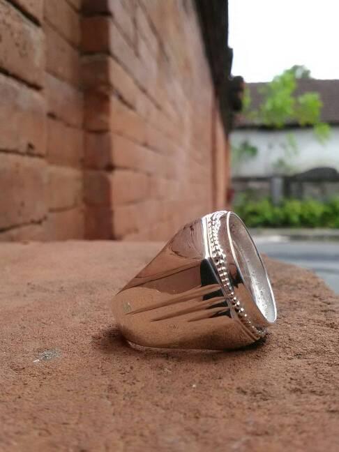 emban cincin perak handmade motif garis jawan simple