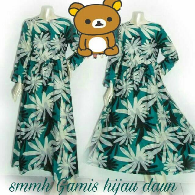 gamis hijau daun