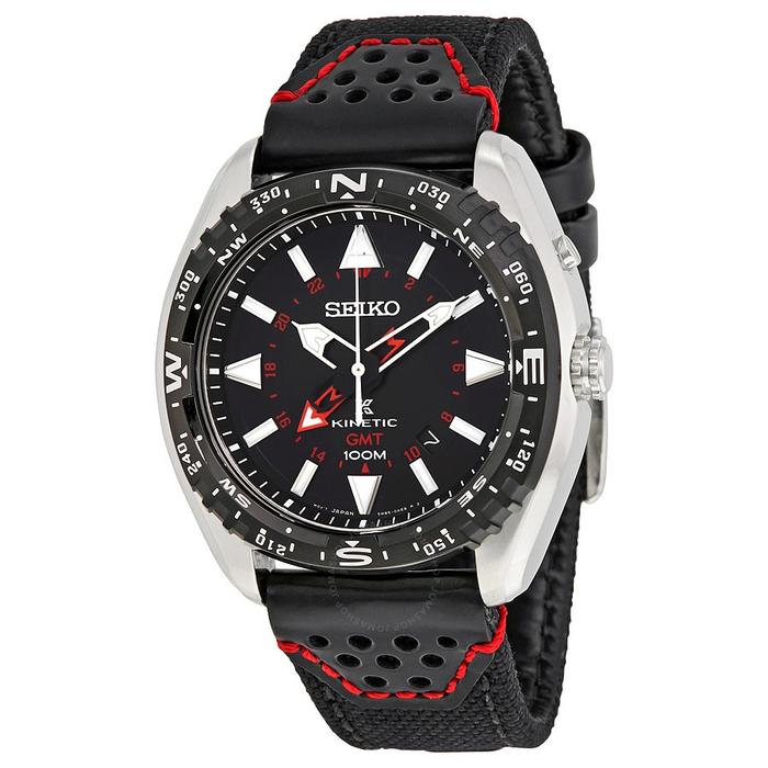 SEIKO PROSPEX SUN049P2 LAND KINETIC GMT LEATHER ORIGINAL