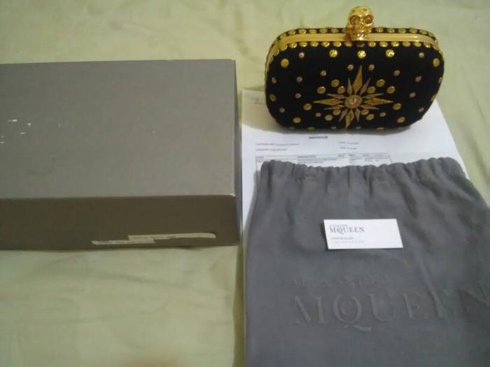 Pre Loved Alexander McQueen skull clutch