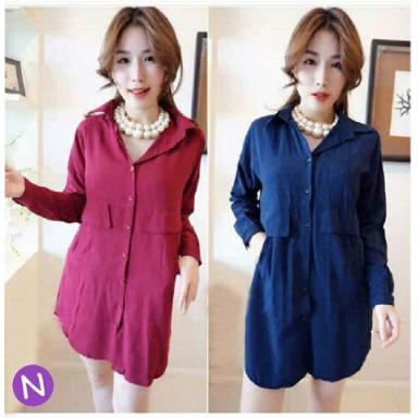 6457 blus cewek wanita fashion korea pink fanta biru navy murah atasan