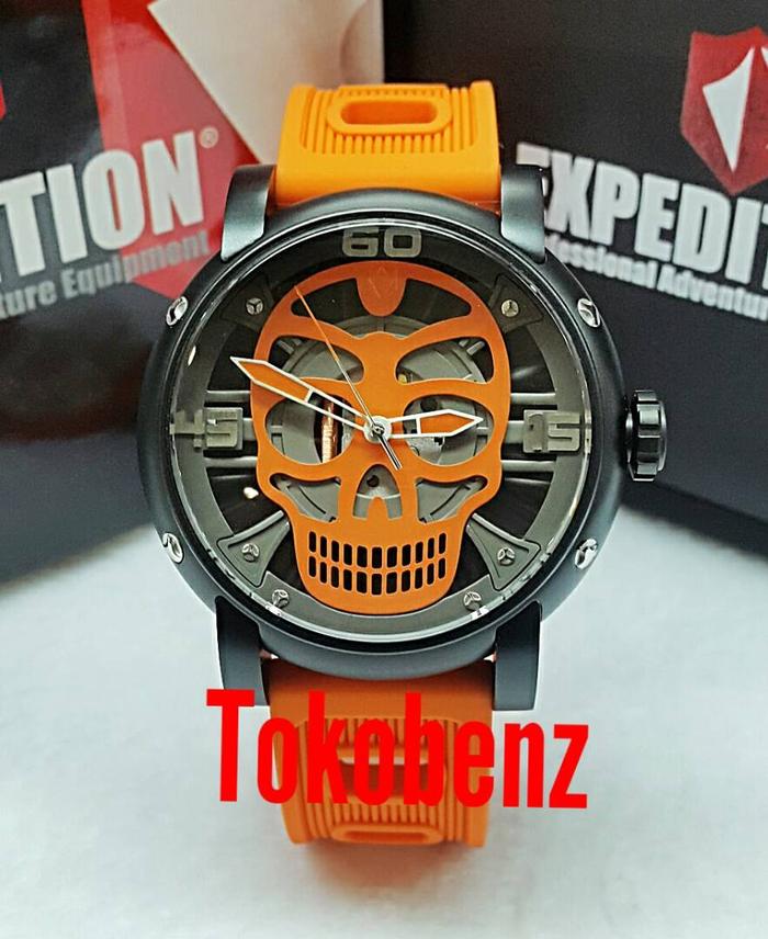 Jam Tangan Expedition Skull Black-Orange Original