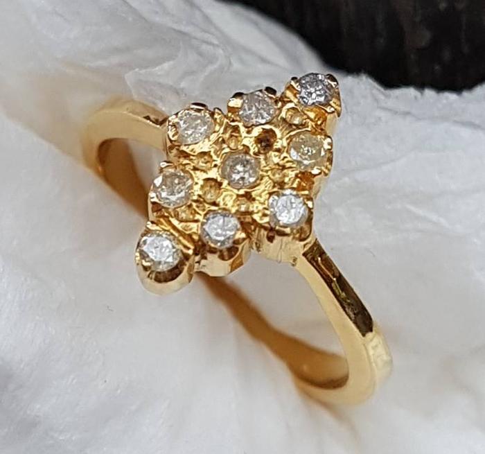 Cincin wanita intan berlian natural diamond 9 pcs ring perak + MEMO