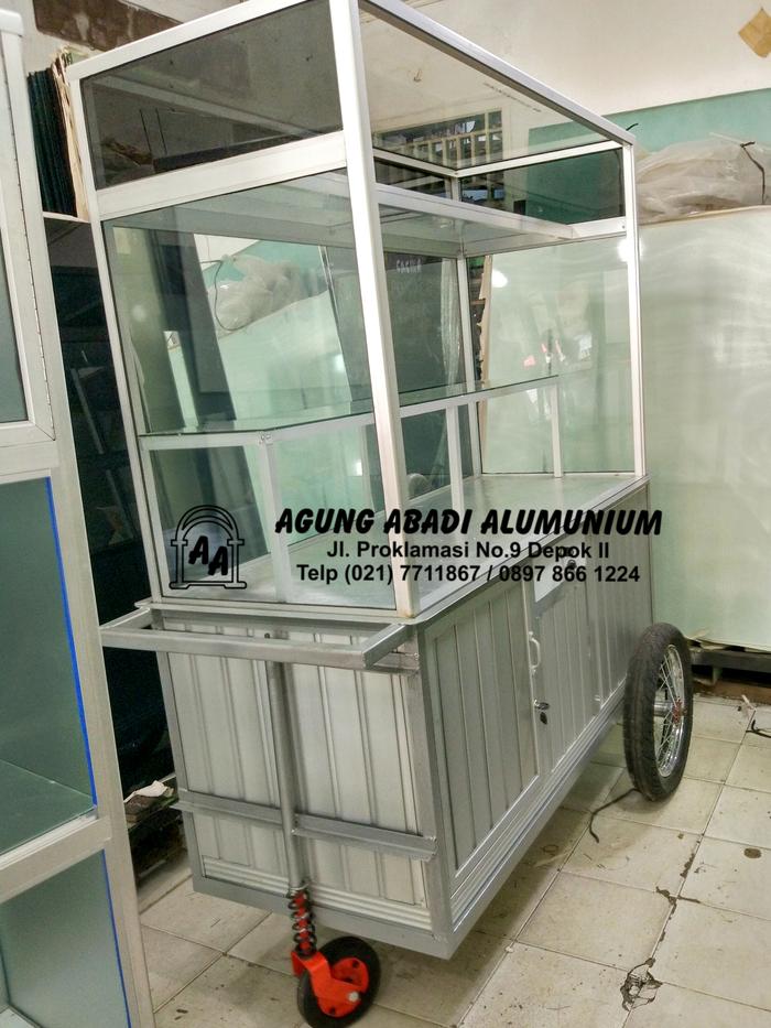 Gerobak Alumunium Dorong Keliling Roda Motor Martabak
