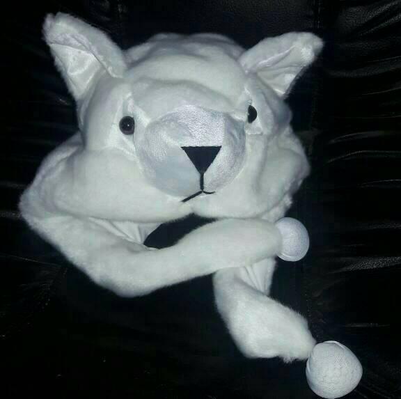 kucing anggora peak nose animal hat topi boneka lucu Putih