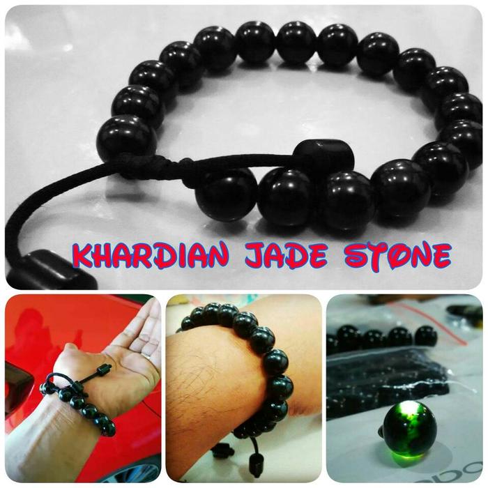 Gelang butiran black jade