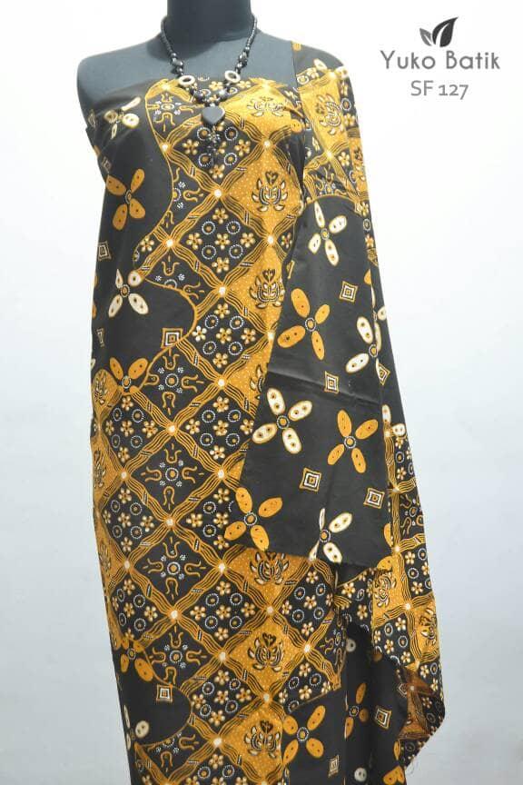 Kain Batik Tulis Motif Sidomukti Pulo Kawung Sogan Kuning Gold