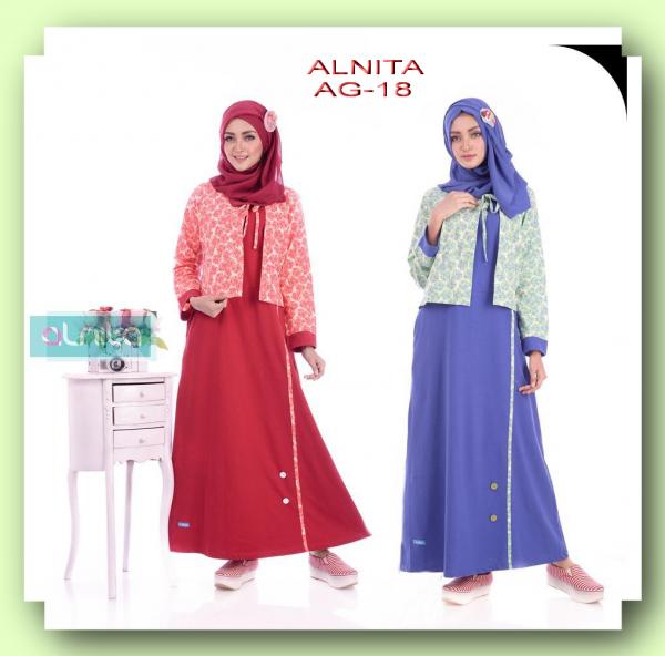 Gamis Katun Muslimah Alnita AN-AG18 - Gamis Santai/Kerja/Kuliah