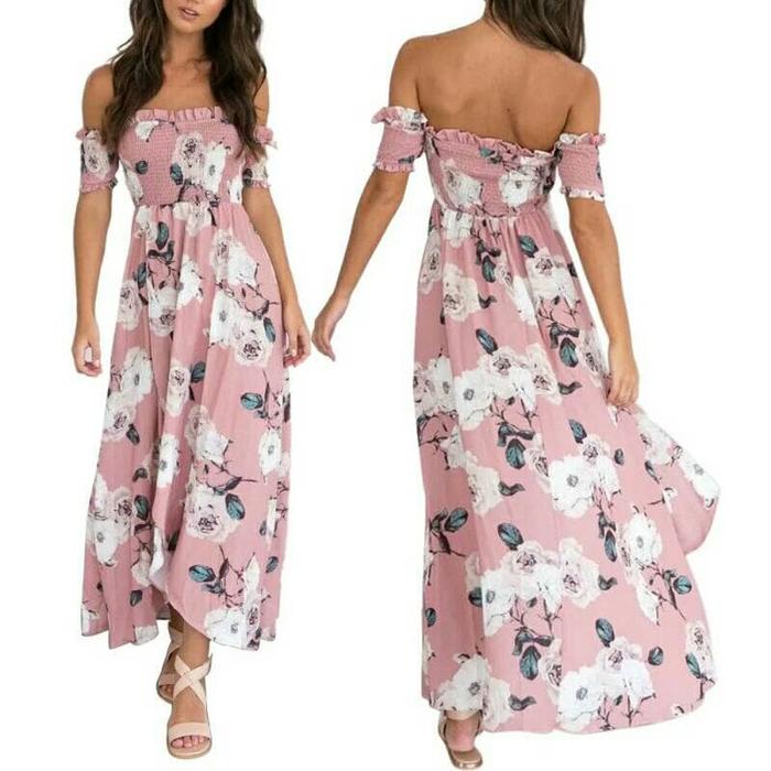 Woman Sexy Bohemian Off Shoulder Casual Dress