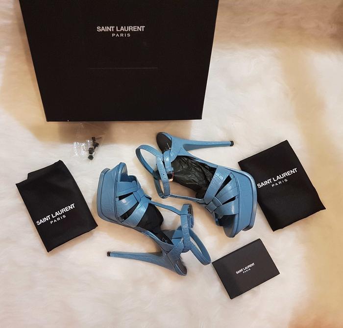 Preloved authentic YSL Saint Laurent tribute Croc-stamped heels