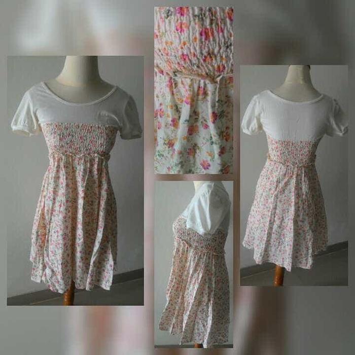 Dress/mini dress shabby flower bunga vintage kawai