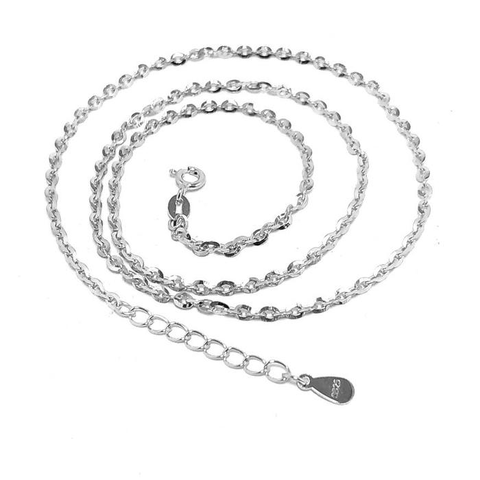 Kalung Perak Rantai Nori Polos plus Extension Perak 925 Asli Antikarat