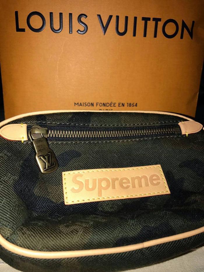 lv x supreme bumbag camo