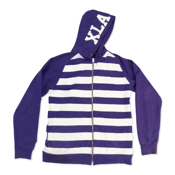Zip Hoodie X-Large Japan Striped White Purple Original