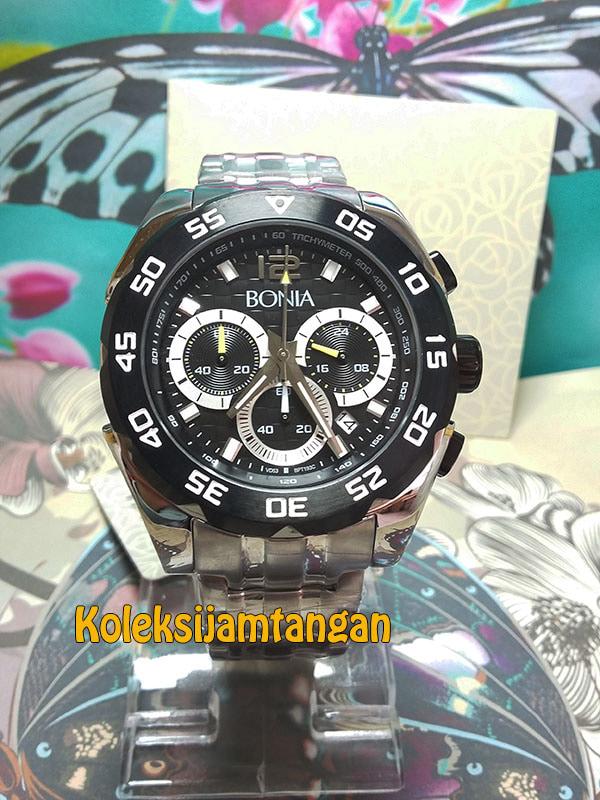 JAM TANGAN PRIA BONIA BPT193-1635C SILVER HITAM ORIGINAL