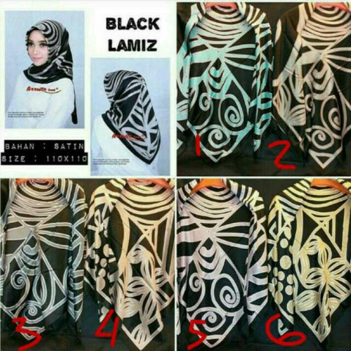 jilbab hijab segi empat satin velvet lamiz motif ethnic