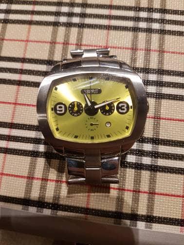 Jam Tangan Esprit Wide Eyes Yellow Chrono Stainless Steel Asli