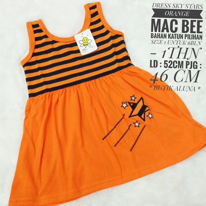 MAC BEE DRESS ANAK SKY STARS ORANGE