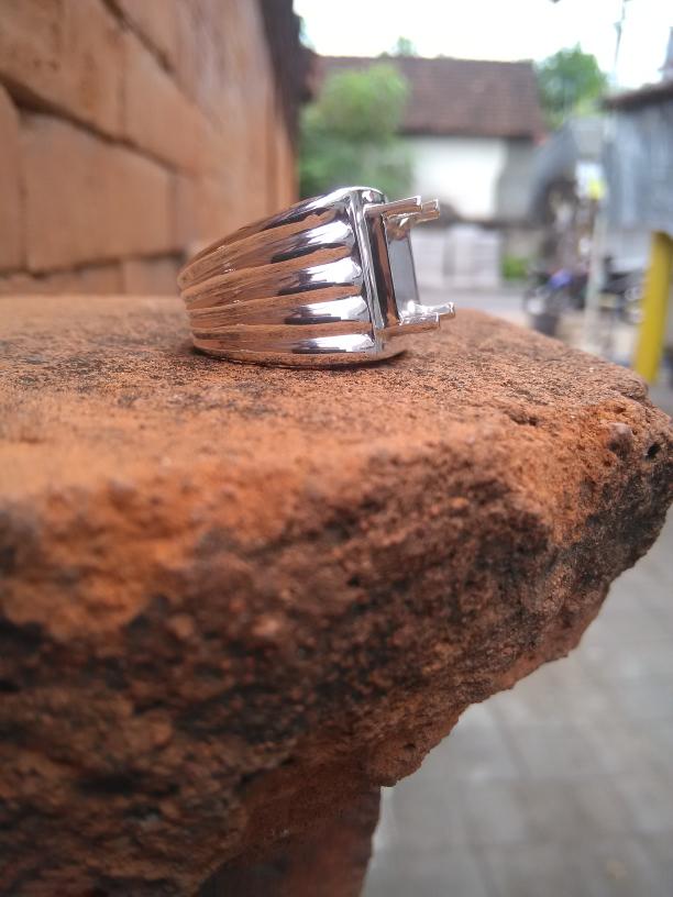 emban cincin perak handmade batu kotak model list samping