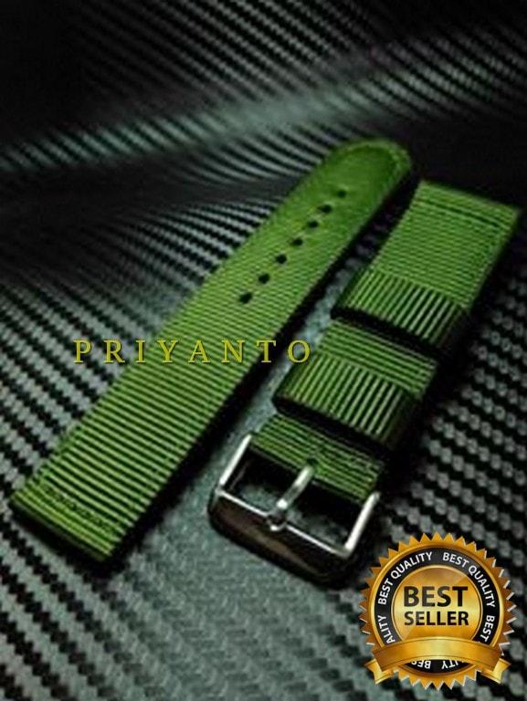 STRAP TALI JAM TANGAN CANVAS SEIKO ORIGINAL 22 24 26 MM HIJAU NON LOGO