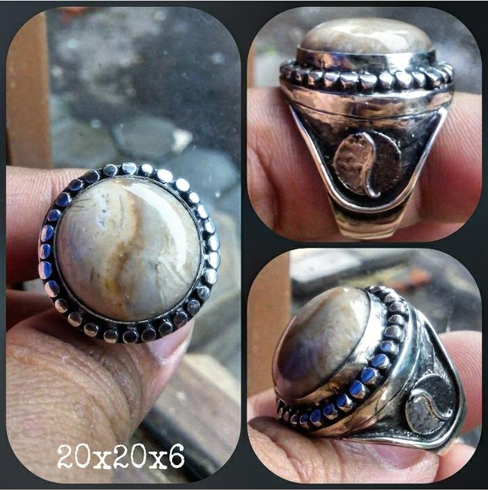 Natural Batu Akik Yinyang Ring Perak Handmade