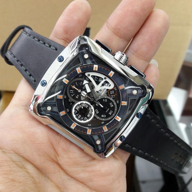 jam tangan kulit alexandre christie ac 3030 mc (batrai) black silver b