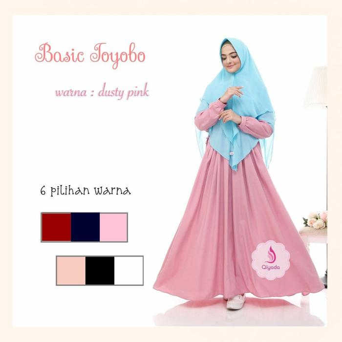 Gamis Polos Qiyada Bahan toyobo Pink busui Original termurah