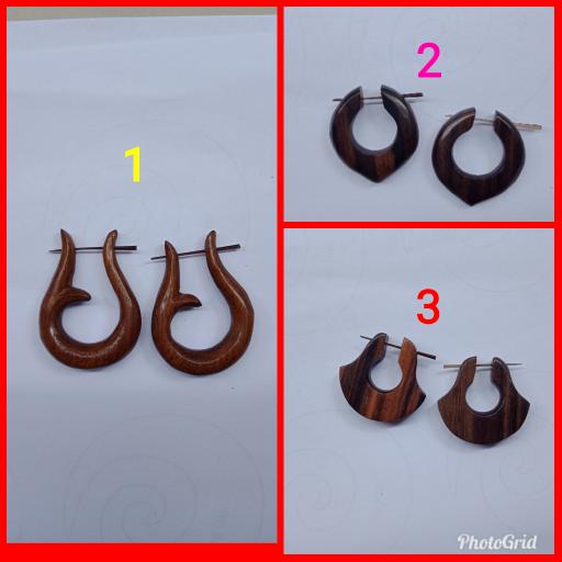 anting kayu sono berbagai model
