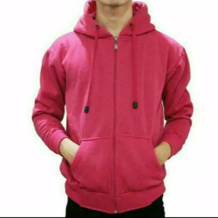 Terlaris Jaket Zipper Polos M/L Pink Fanta Pria Wanita Hoodie