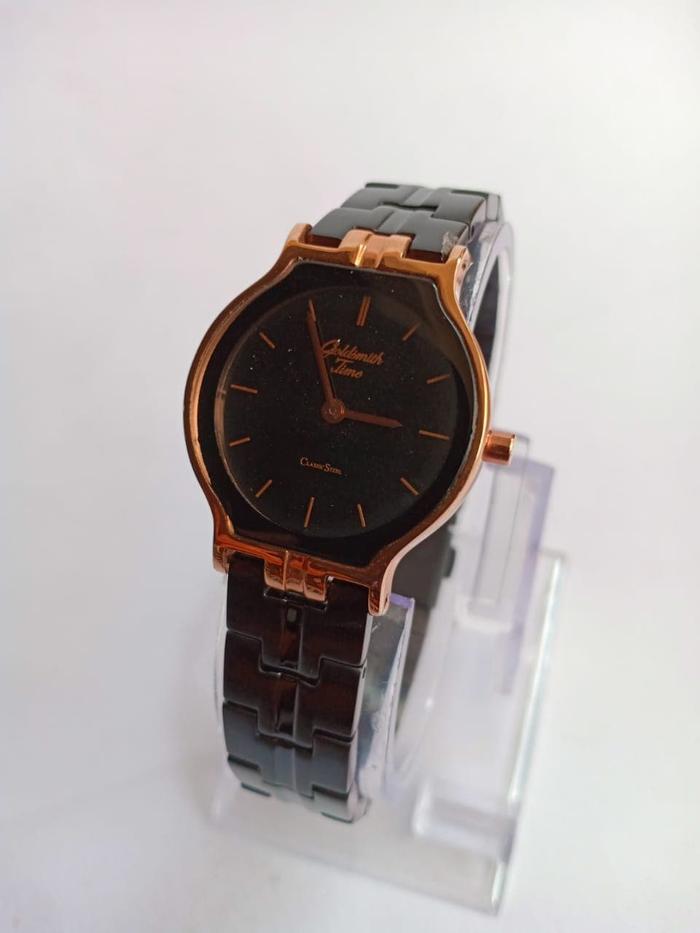 JAM TANGAN GOLD SMITH 8024 WANITA ROSEGOLD BLACK ORIGINAL