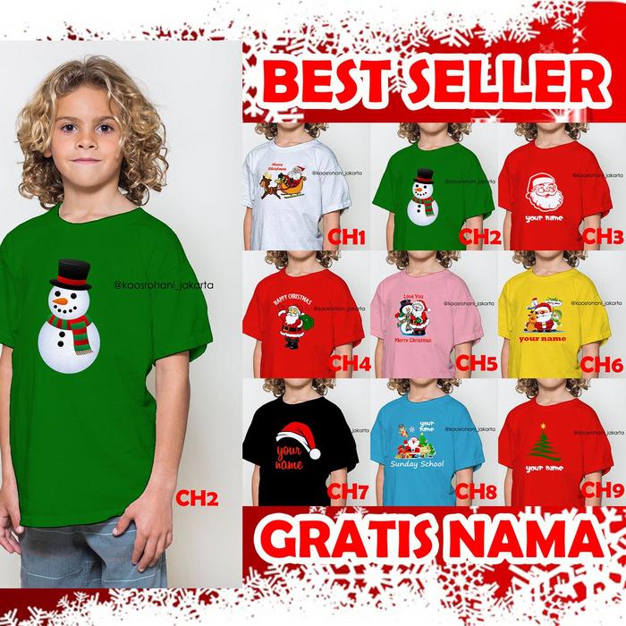 GROSIR,Kaos/Baju Anak Natal Santa Claus dll Sekolah Minggu