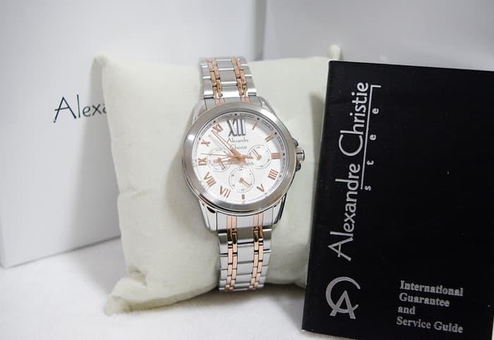 Jam tangan wanita alexandre christie AC 2494BF SILVER ROSEGOLD