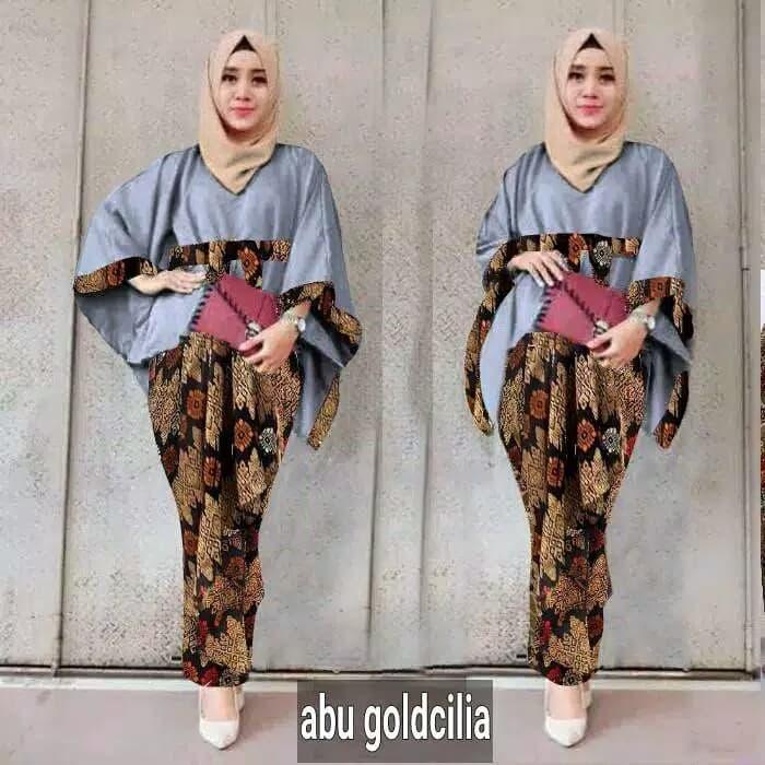 set kebaya modern/stelan cape Batwing/baju pesta muslim/kebaya wisuda