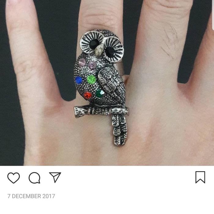 cincin owl perak bakar