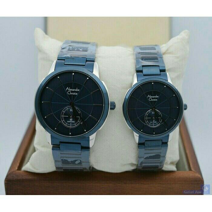 Jam tangan couple alexandre christie AC 8546 BIRU SILVER