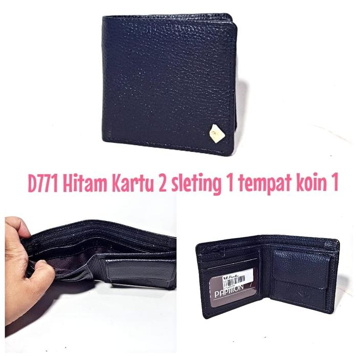 Dompet Kulit Papillon Original D771 Hitam Cowok Pria