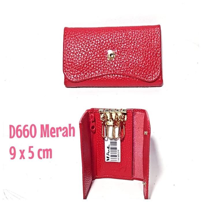Dompet Kulit Papillon Original D660 Merah STNK gantungan kunci ganci