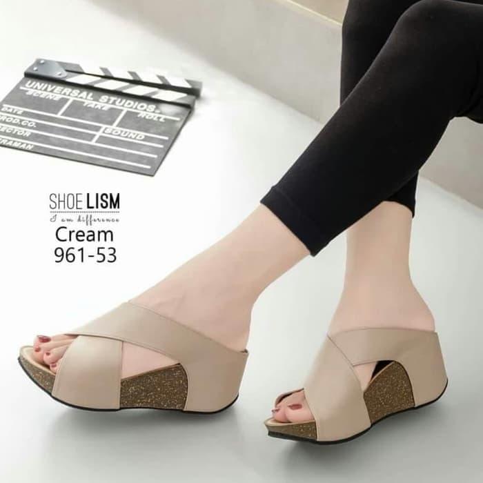 SANDAL WEDGES AF24 CREAM - Beige