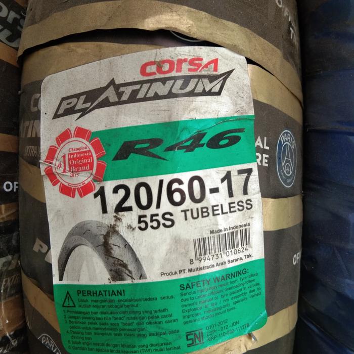 Ban Corsa 120/60-17 R46 Tubeles Ban Balap Soft Compound Velg ring 17