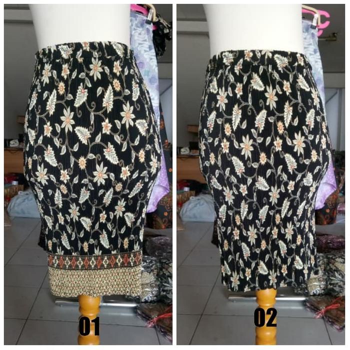 Rok Plisket Rizky Pendek Midi Batik Jumbo Wanita