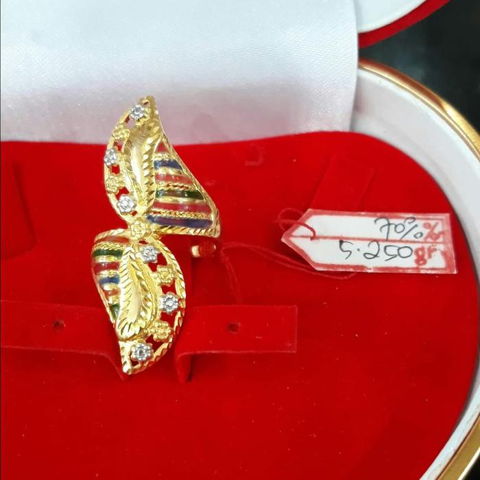 CC25M186M CINCIN MODEL DUBAI MEKKAH DAUN FASHION ARAB EMAS KUNING ASLI