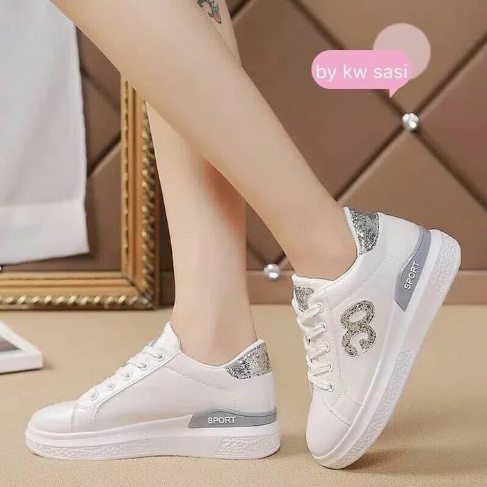 SNEAKER WEDGES OC GLITTER SILVER