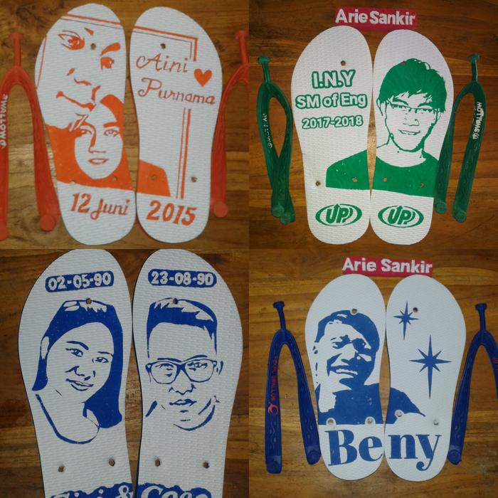 Sandal ukir sketsa wajah custom