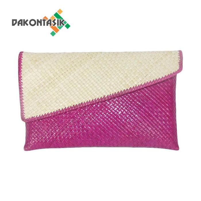 CLUTCH Dompet Anyaman Pandan Miring Bisa Decoupage Khas Tasikmalaya