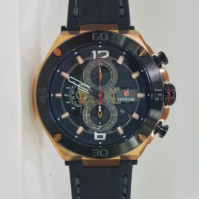 EXPEDITION E6756M CHRONOGRAPH BLACK DIAL BLACK LEATHER MEN'S WATCH