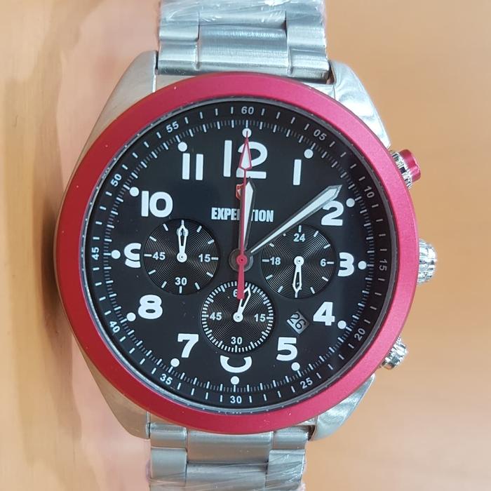EXPEDITION E6653M CHRONOGRAPH BLACK DIAL RED BEZEL MEN'S WATCH