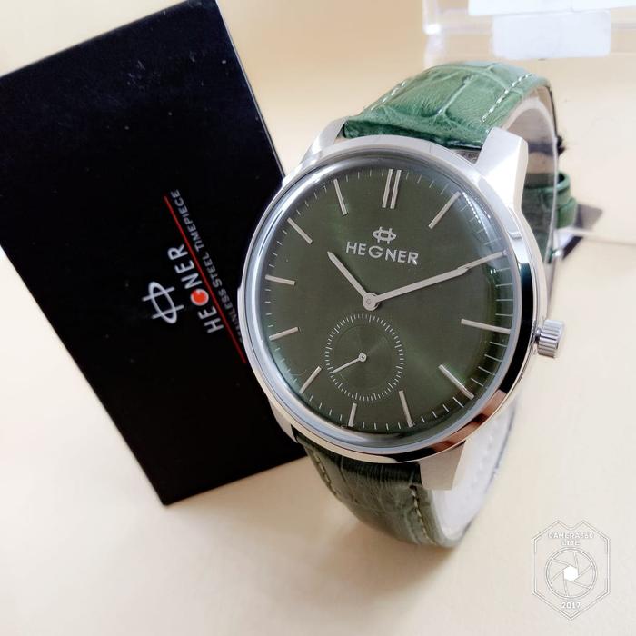Jam tangan Hegner 1637 Silver Kulit Original Pria